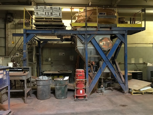 SaniCrete in-house dry mixer equipment used to manufacture proprietary flooring systems